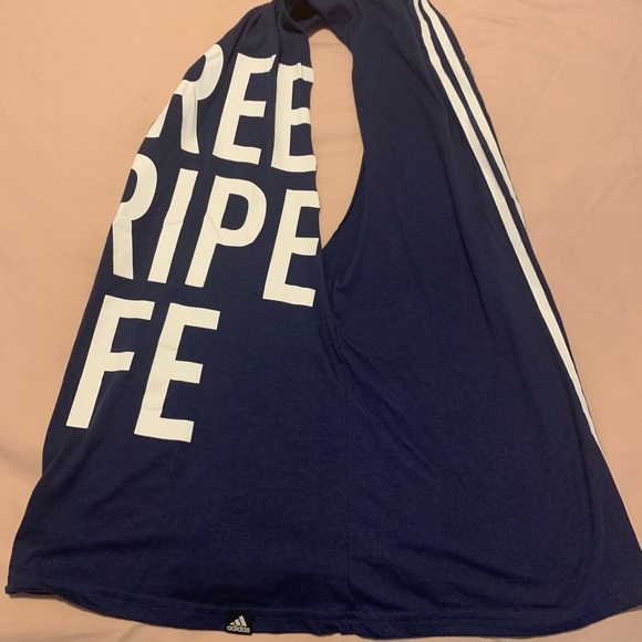 Blue “Three Stripe Life” Adidas Women’s Muscle Tee - Picture 3 of 7